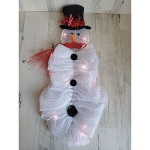 Unique snowman bow light up hanging Top Hat Xmas
